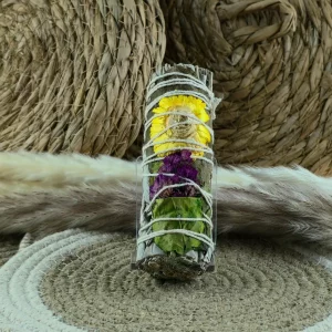 White Sage & Flowers Smudge Stick