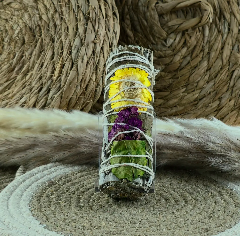White Sage & Flowers Smudge Stick
